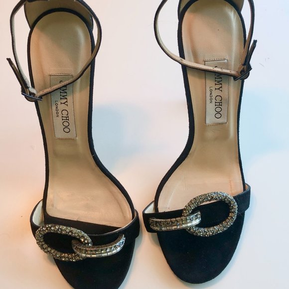 Jimmy Choo Black Tamsyn Crystal Buckle Sandal size 39 EU , APPROX. US 8.5 - 9 - Picture 2 of 9